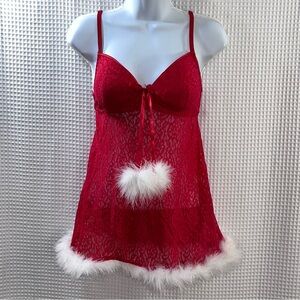 Movie Star ladies holiday Red Lace Babydoll size medium